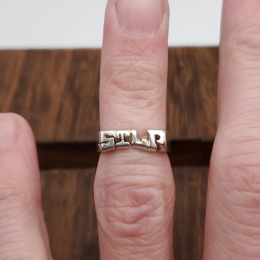 Size 3.5 925 Sterling Silver Stlp Letters Ring